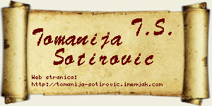 Tomanija Sotirović vizit kartica